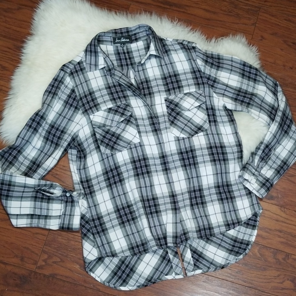 Sam Edelman Tuxedo Back Plaid Blouse